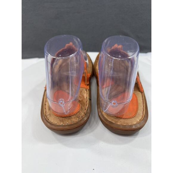 BORN Crown Leather Sandals Thongs Flat Orange Multi Strap Comfort Women’s Size 7 - Picture 12 of 16